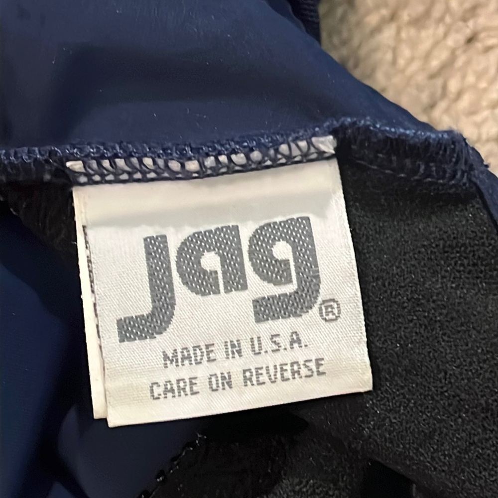 VTG 90s JAG Swimsuit One Piece Navy Mesh Lined Cut Out Back Shelf Bra Size10 - Picture 2 of 11